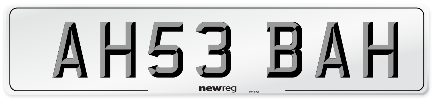 AH53 BAH Number Plate from New Reg
